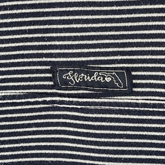 State of Mine Henley Pullover Size L High Neck Sweatshirt Striped Blue White FL - Picture 5 of 11